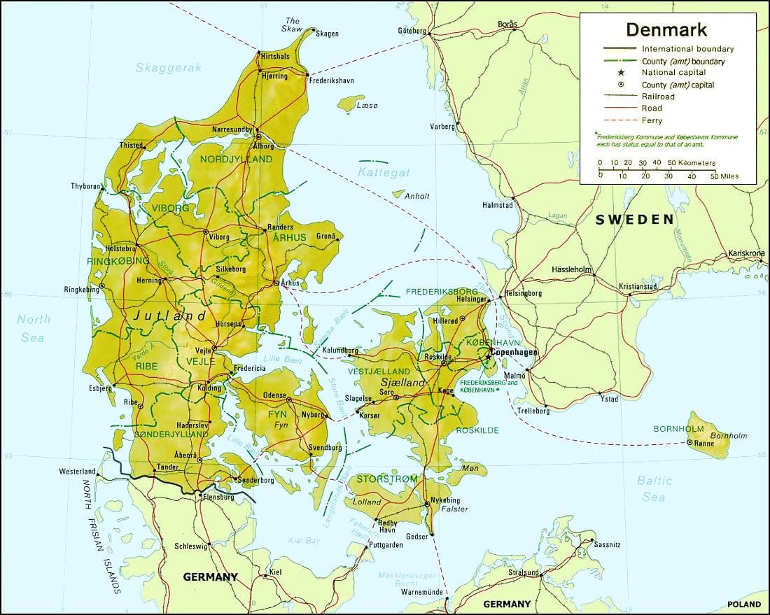 Térkép dánia földrajz 