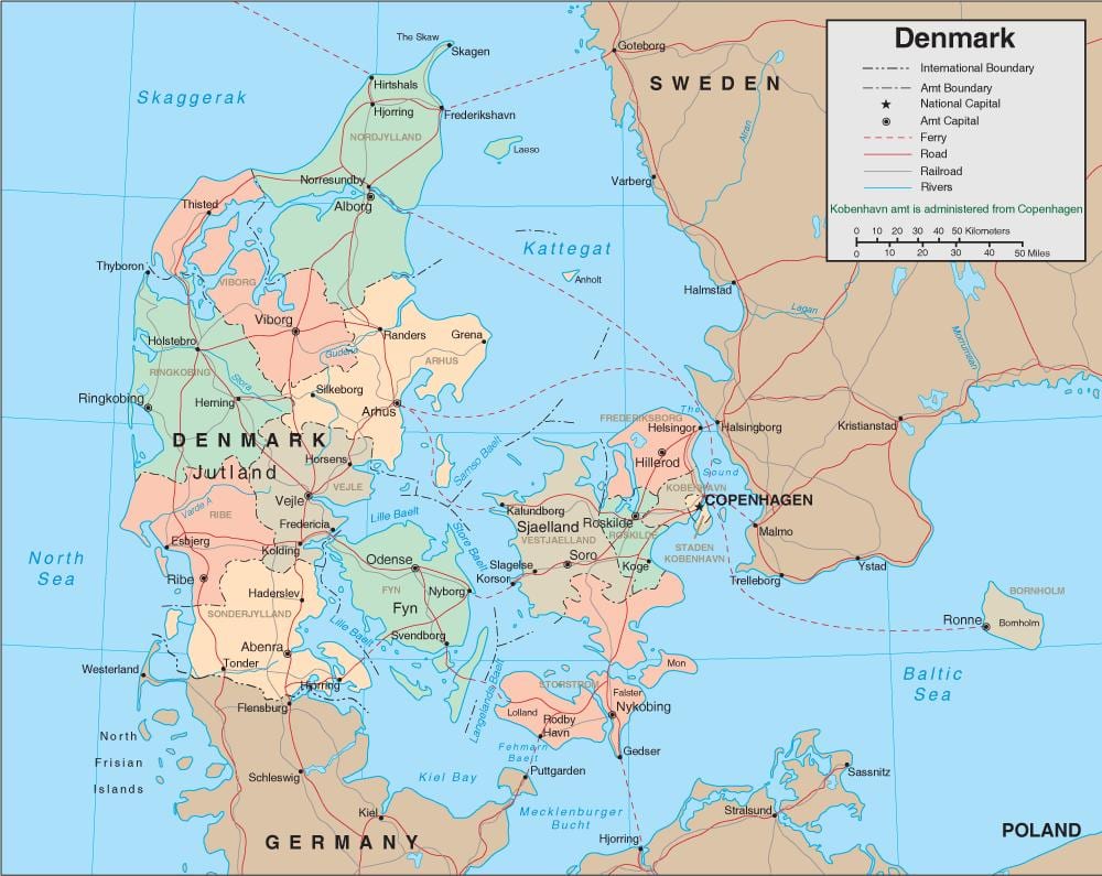 Térkép dánia komp 