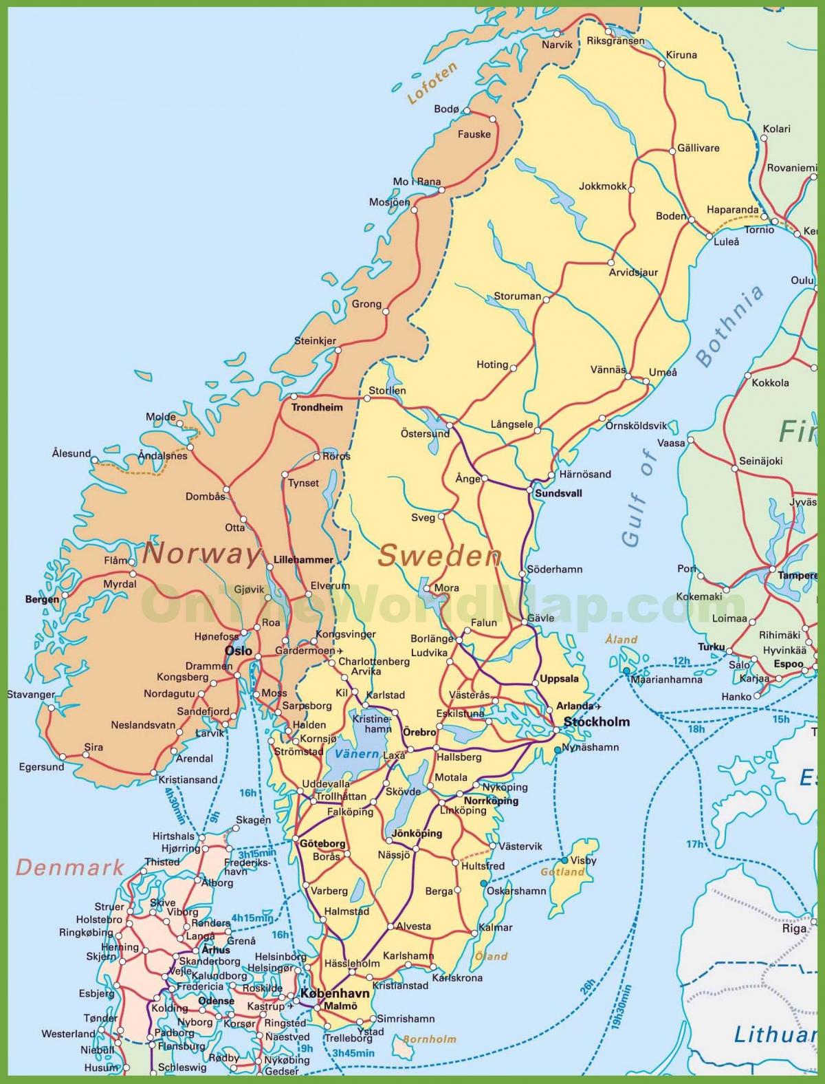 térkép, dánia, norvégia